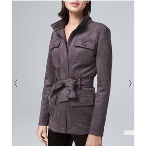 WHBM Gray Faux Suede Jacket
